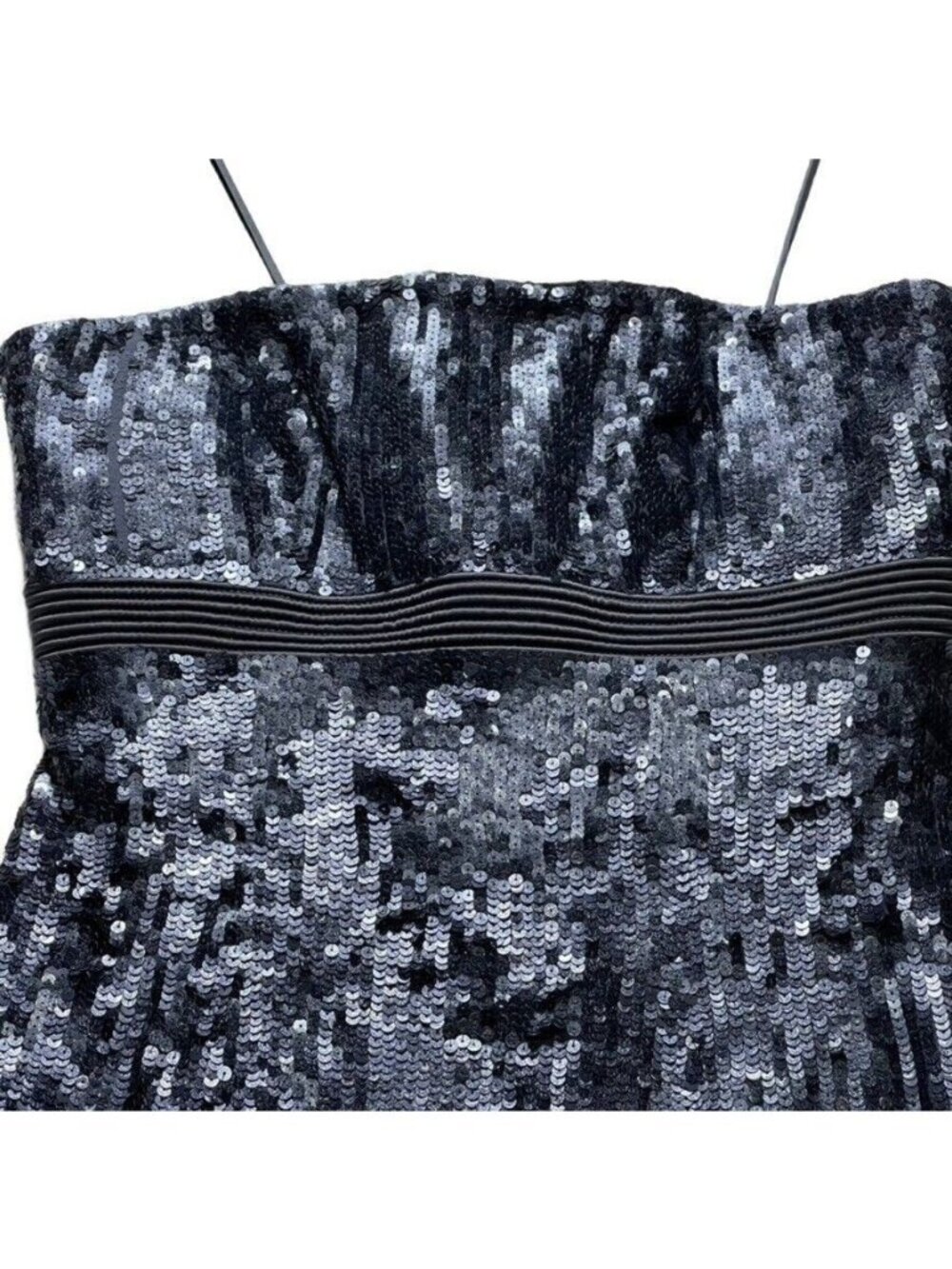 Strapless Black Sequin Cocktail Dress Knee-Length by BADGLEY MISCHKA - Picture 10 of 14